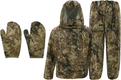 Mosquito Netting Suit Bug Net Mesh Clothing with Hood Outdoor Garden Hunting Camo Protection from Fly Insects Bugs