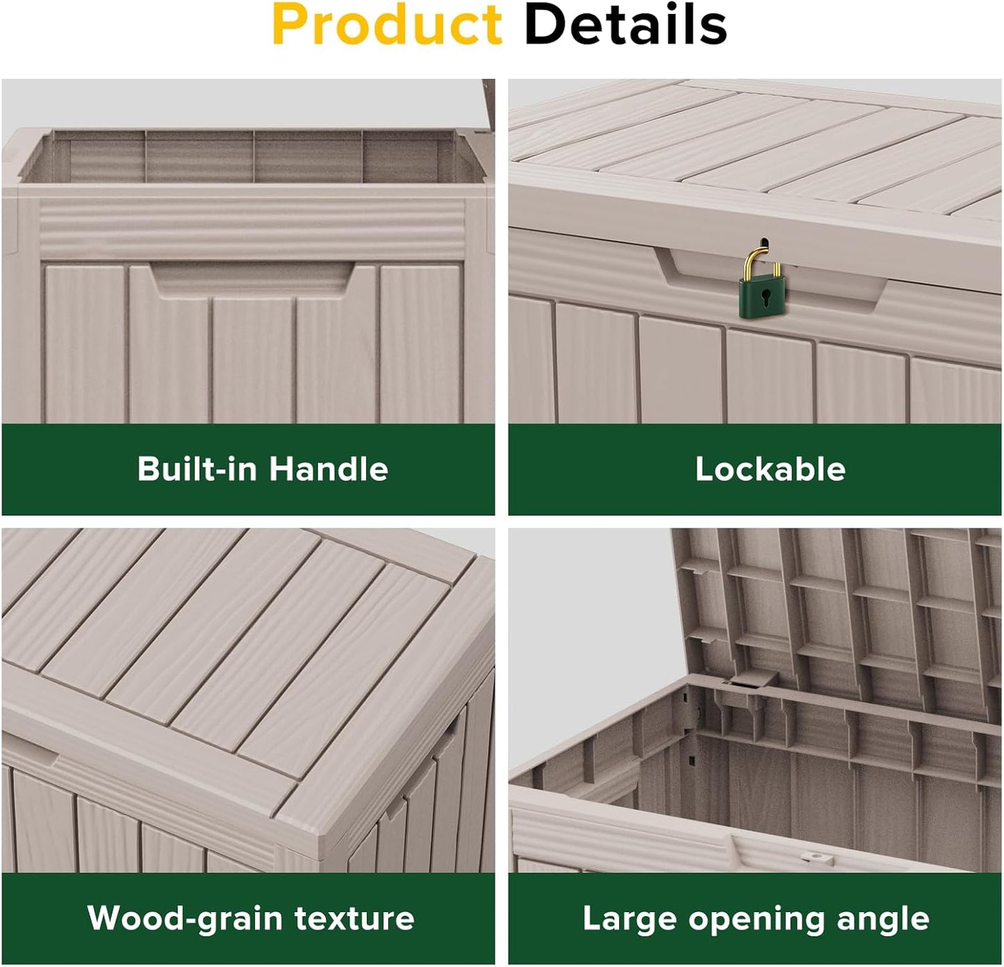 30 Gallon Outdoor Deck Box, Lockable Waterproof Outdoor Storage Boxes For Garden Tools,Indoor Cushions,Accessories Outside Storage Resin Weatherproof Container(Black)