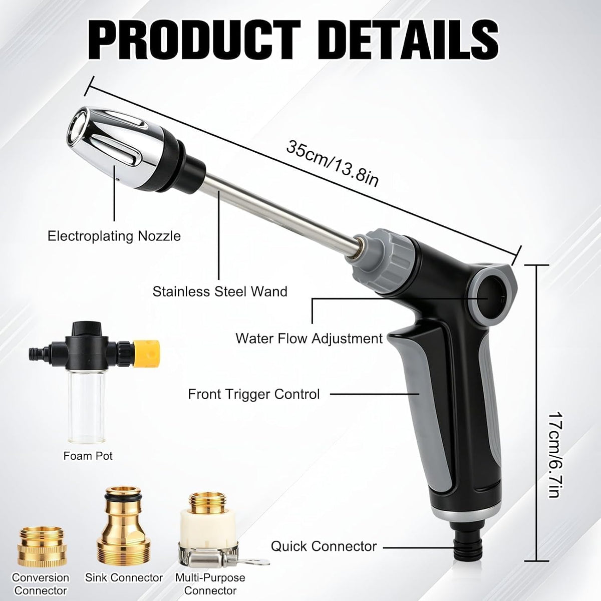 Turn Any Hose into A High Pressure Water Washer Jet, 2026 New Garden Hose Nozzle Heavy Duty, Multi Function Watering Sprayer for Patio/Car/Driveway Cleaning, Spray Nozzles for Garden Hose