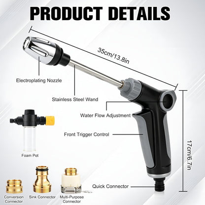Turn Any Hose into A High Pressure Water Washer Jet, 2026 New Garden Hose Nozzle Heavy Duty, Multi Function Watering Sprayer for Patio/Car/Driveway Cleaning, Spray Nozzles for Garden Hose