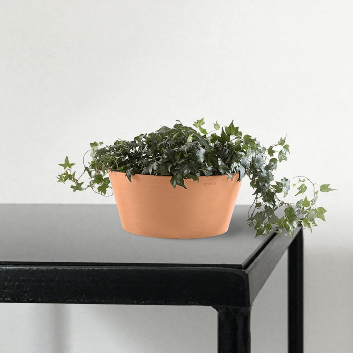 Ecopots Frankfurt Durable Modern Round Indoor/Outdoor Recycled-Based Composite Flower Pot Planter, Terracotta Color, 12"
