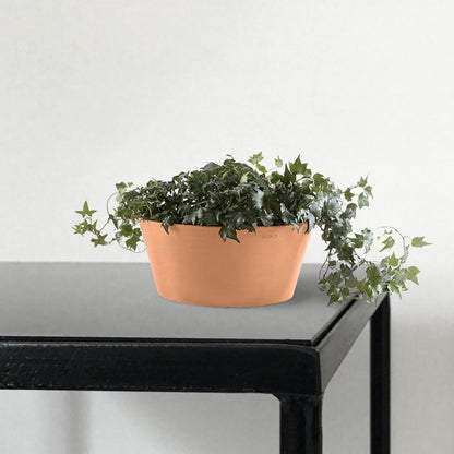 Ecopots Frankfurt Durable Modern Round Indoor/Outdoor Recycled-Based Composite Flower Pot Planter, Terracotta Color, 12"