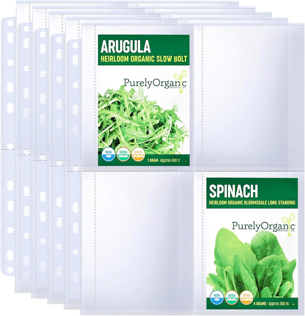 MUQING Seed Storage Organizer Binder, Holds 200 Seed Packets with Flip-Top Lid Sleeves, 50 Pages + 12 Monthly Cards + 4-Season Color-Coded Dividers, Faux Leather Seed Keeper Book for Gardeners (Green)