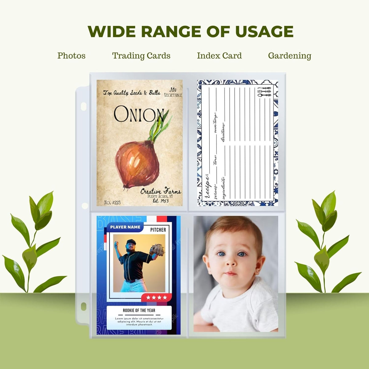 Seed Storage Organizer Sleeves, 100 Pockets (25 Pack) 3.5x5, Heavy Duty Polypropylene, Top Loading 4 Pocket Seed Packet Organizer Pages for 3 Ring Binder, Archival Safe - Performore