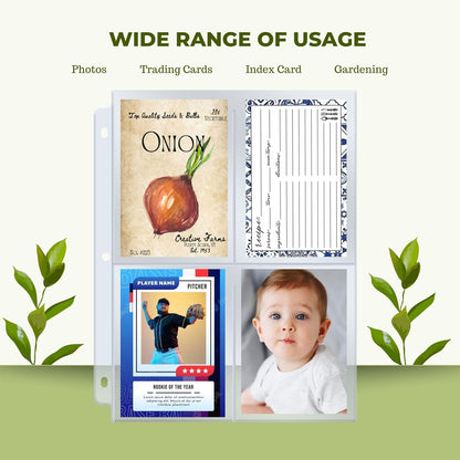 Seed Storage Organizer Sleeves, 100 Pockets (25 Pack) 3.5x5, Heavy Duty Polypropylene, Top Loading 4 Pocket Seed Packet Organizer Pages for 3 Ring Binder, Archival Safe - Performore