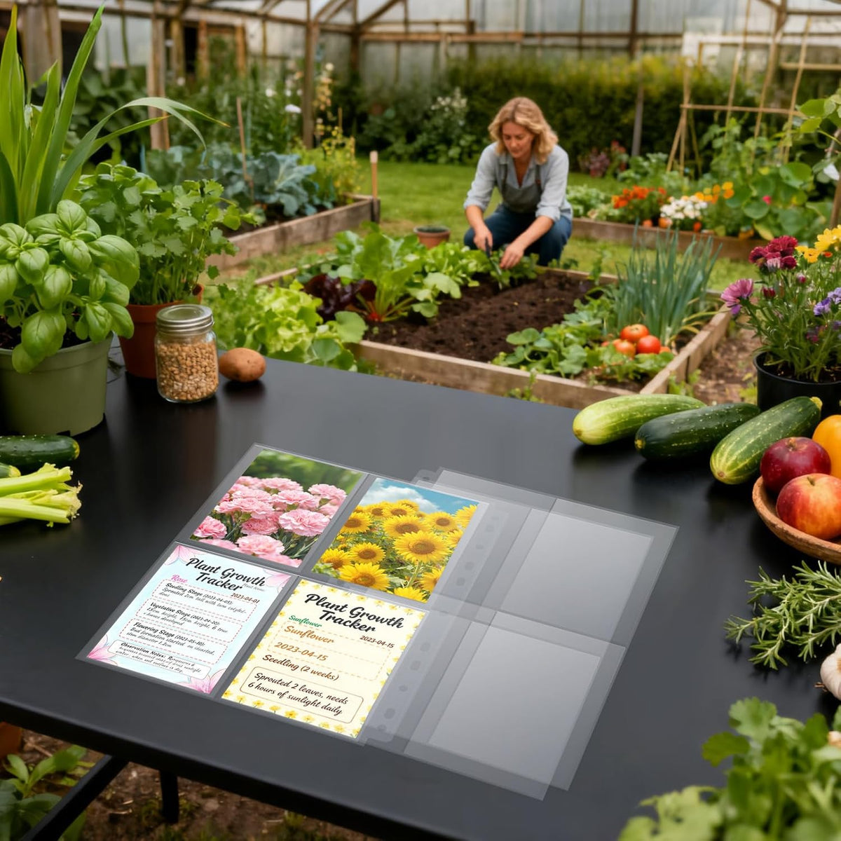 240 Pockets 3.5x5” Seed Packet Sleeves, 30 Pack Double Sided 4 Pocket Seed Organizer Sheet,Heavy Duty Garden Seeds Storage Pages for 3 Ring Binder, 8.5x11” Top Loading Clear Photo, Index Card Sleeves