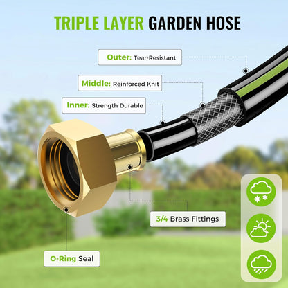 Retractable Garden Hose Reel 1/2 in x 100 ft, Heavy Duty Water Hose Reel with 10 Patterns Nozzle, Any Length Lock & Slow Rewind System, 180 Swivel Bracket Wall Mounted