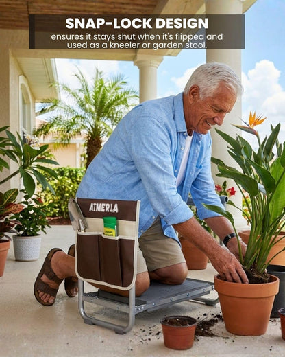 Aimerla Foldable Garden Kneeler Seat Heavy Duty [Upgraded Widened Thick Kneeling Pad] Gardening Stool with Large Tool Bags with Pockets - Portable Garden Bench Gardening Gifts for Parents