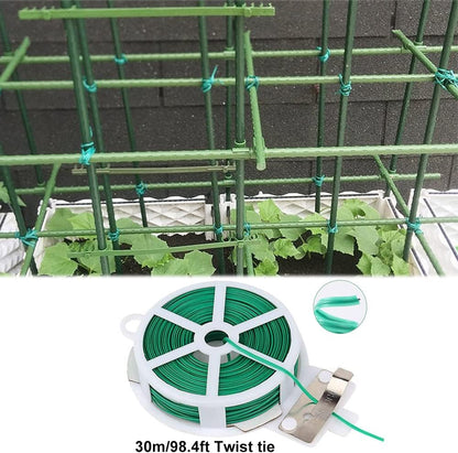 Garden Trellis Support Kit - Plant Clips & Stake Connectors, 7/16" Stake Extensions & Pipe Fixings
