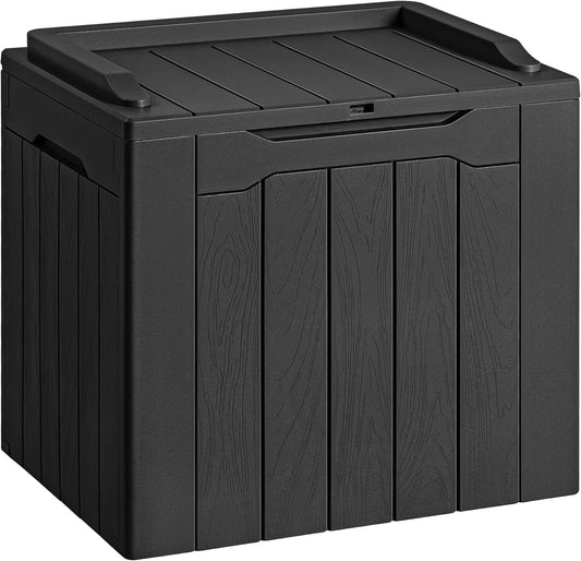 30 Gallon Resin Deck Box Waterproof Outdoor Storage Box for Patio Furniture Pool Accessories Indoor Storage for Cushion Garden Tools (30 Gallon, Black)