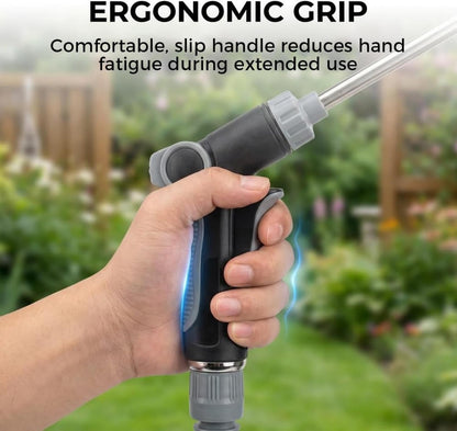 Pressure Washer Wand, High Pressure Hose Nozzle 3 Spray Patterns, 360° Rotating Heavy Duty Cleaning Gun for Garden Hose, Outdoor Cleaning for Car, Patio, Siding (Gun+Connector Pot + 3 connectors)