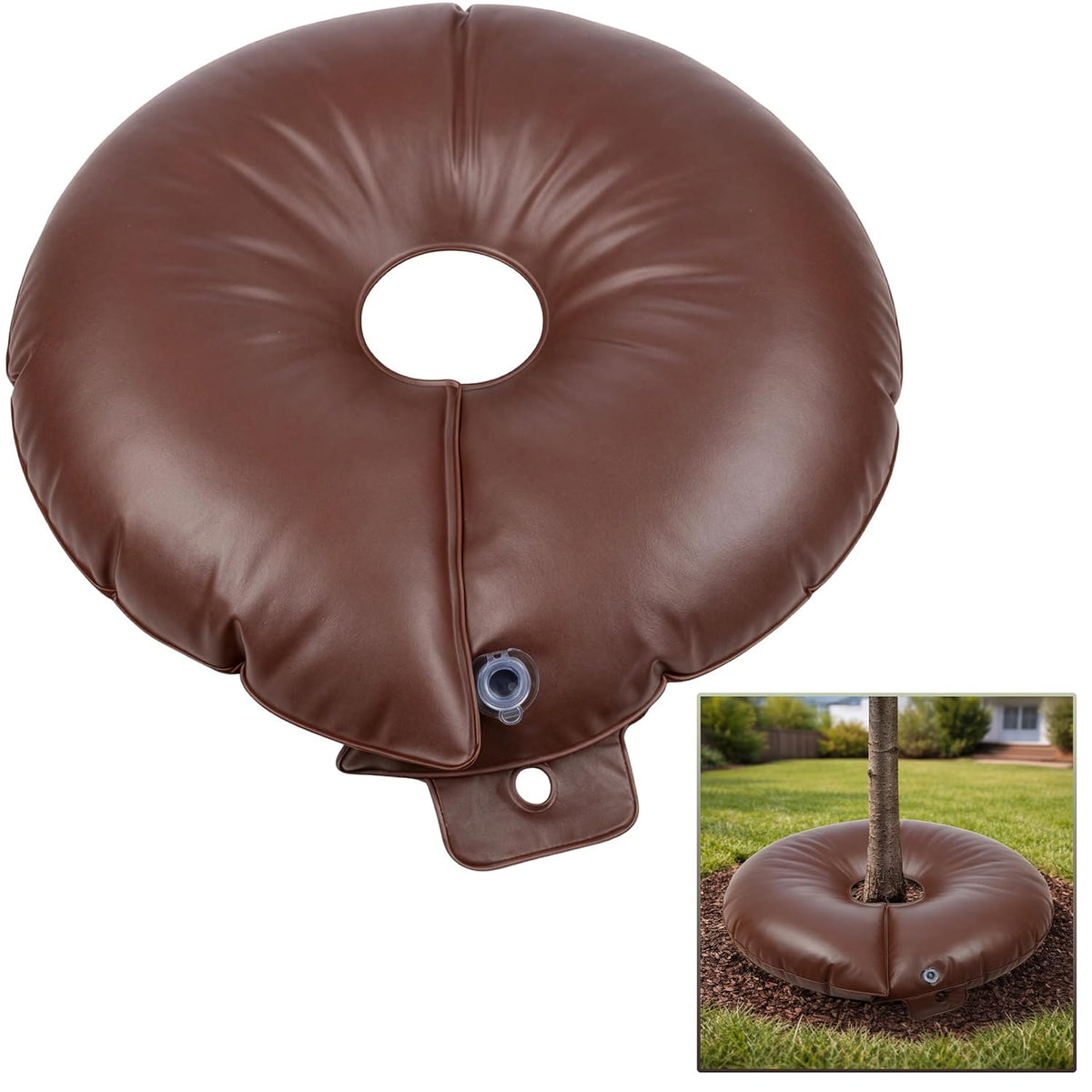 15 Gallon Tree Watering Ring - Heavy Duty PVC Round Reusable Refillable Automatic Drip Irrigation System for Shrubs, Sapling, or Small Tree Watering Bags Slow Release by Pure Garden