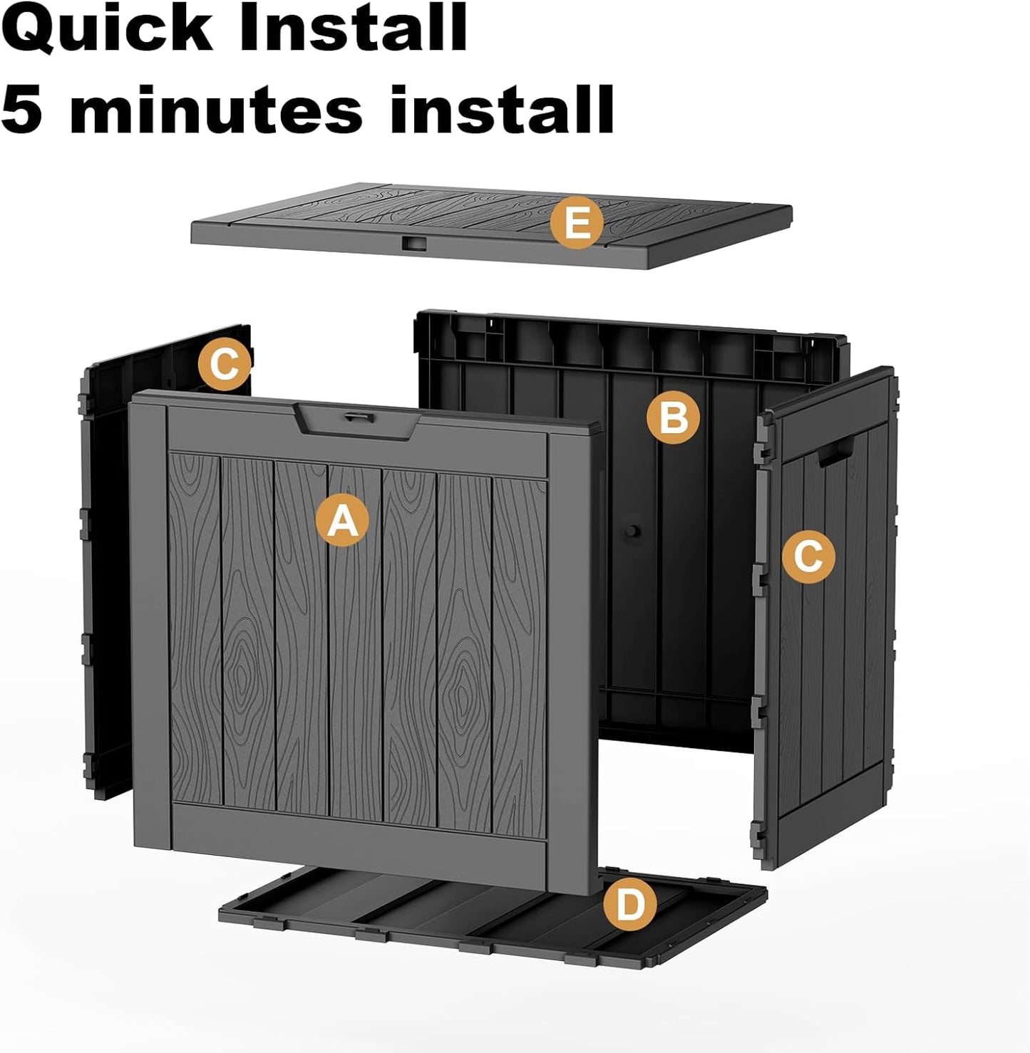 30 Gallon Outdoor Deck Box, Lockable Waterproof Outdoor Storage Boxes For Garden Tools,Indoor Cushions,Accessories Outside Storage Resin Weatherproof Container(Black)