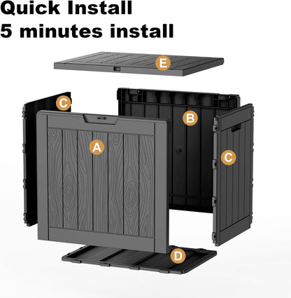 30 Gallon Outdoor Deck Box, Lockable Waterproof Outdoor Storage Boxes For Garden Tools,Indoor Cushions,Accessories Outside Storage Resin Weatherproof Container(Black)
