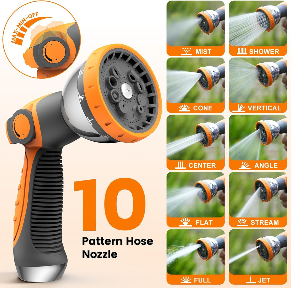 Retractable Garden Hose Reel 1/2” x 100ft, Auto Rewind Hose Reels for Outside, Heavy-Duty Wall-Mounted Outdoor Hose, 10-Mode Nozzle, Adjustable Length, 180° Rotation for Watering, Car Washing