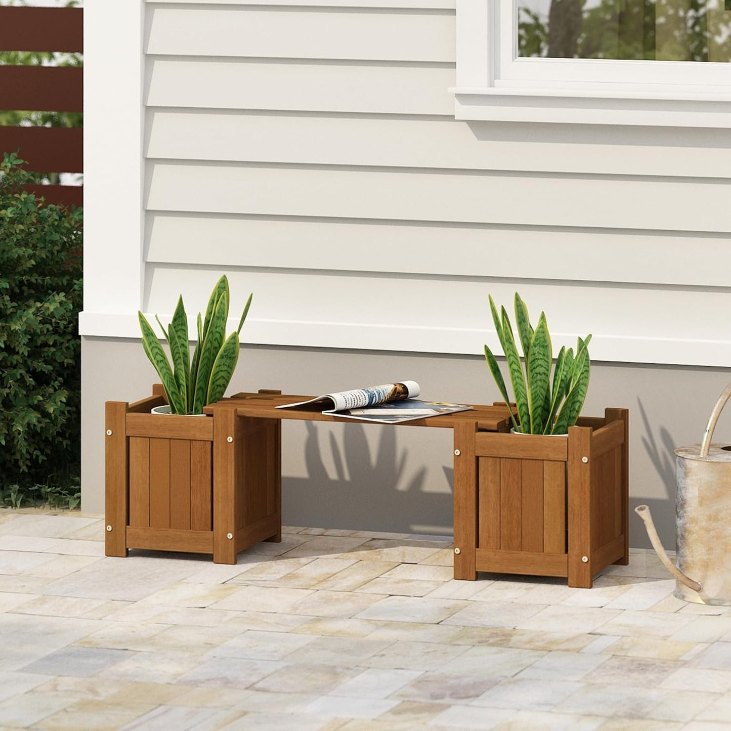 Furinno FG17478 Tioman Outdoor Patio Furniture Hardwood Potting Bench, Natural