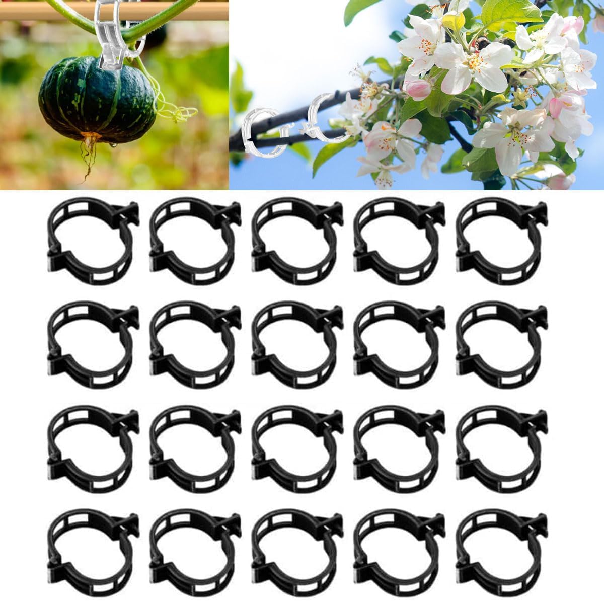 Plant Support Clips Reusable Garden Clips, Secured Plastic Plant Clips, Tomato Support Clips for String Trellis for Climbing Plants Outdoor Indoor Plant Flowers Stem Vine Fixing Clips (50, Green)