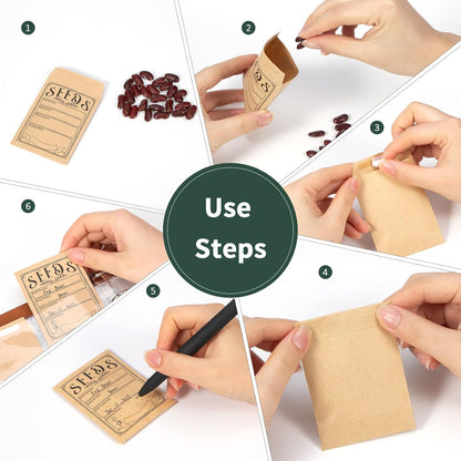Garden Seed Storage Organizer Binder - 150 Resealable Seed Envelopes Brown Shell with 40 Sheet Protectors for Efficient Seed Packet Organization - Brown