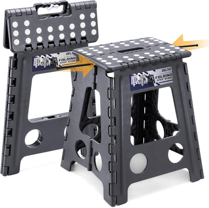 Folding Step Stool 13 Inch,300 Lbs Step Stool for Adults Black