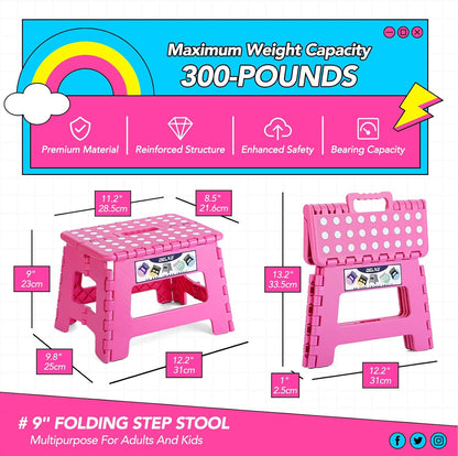 Folding Step Stool 13 Inch,300 Lbs Step Stool for Adults Black