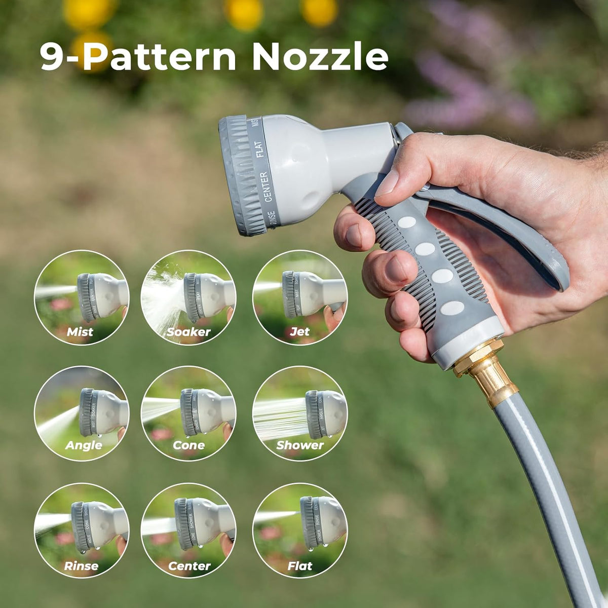 Retractable Garden Hose Reel,1/2 in x 65ft Wall Mounted Hose Reel, Optional Position Lock，Slow-Retract System，Wall Mounted，180°Swivel Bracket，Light Grey