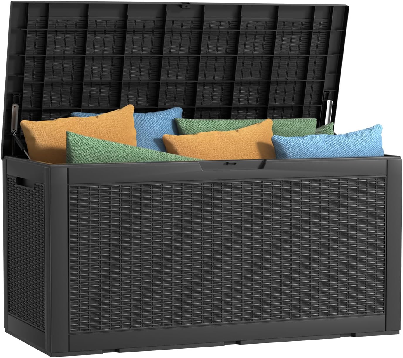 30 Gallon Outdoor Deck Box, Lockable Waterproof Outdoor Storage Boxes For Garden Tools,Indoor Cushions,Accessories Outside Storage Resin Weatherproof Container(Black)