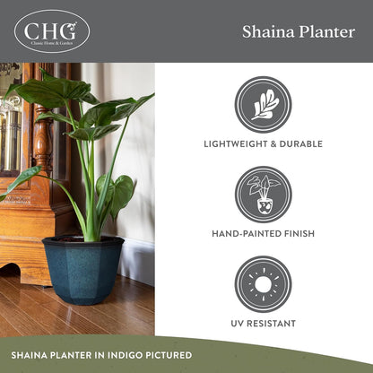Classic Home and Garden by Growscape Shaina Planting Pots - Lightweight Indoor & Outdoor Plant Pots - UV-Resistant Resin Flower Pots - Pot Planters for Flowers & Herbs (15” Earth)
