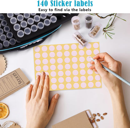 60 Slots Seed Storage Organizer with 20 Seed Envelopes, Sturdy Seed Organizer Storage Box with Zipper Bag Label Stickers(Seeds not Included), Seed Storage Container for Flower Plants Garden