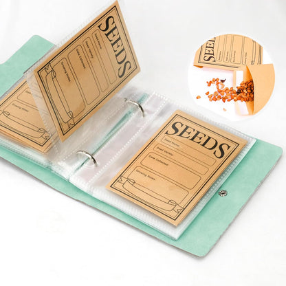 Seed Packet Organizer Binder, Garden Planner Packet with 25 Pack Clear Pocket Sleeves(Slot 3.9" x 5.5") 50Pcs Seed Storage Envelopes, Fit for Standard Seed Packets
