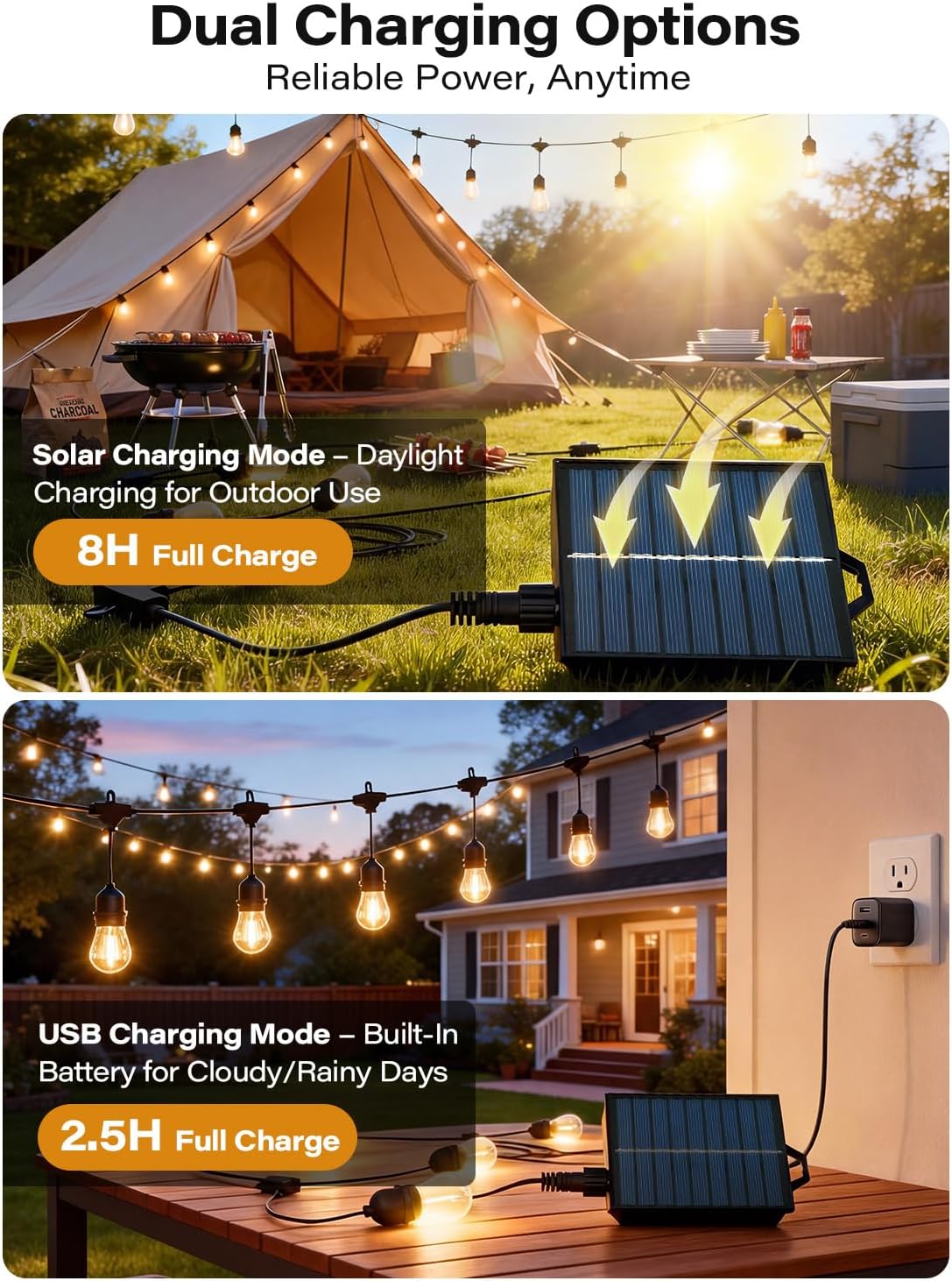 10x20 Gazebo Canopy with 100FT String Lights, Metal Heavy Duty Patio Canopy Tent with Double Roofs, Mosquito Nettings and Privacy Screens for Backyard, Garden, Lawn, Gray
