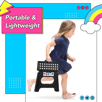 Folding Step Stool 13 Inch,300 Lbs Step Stool for Adults Black