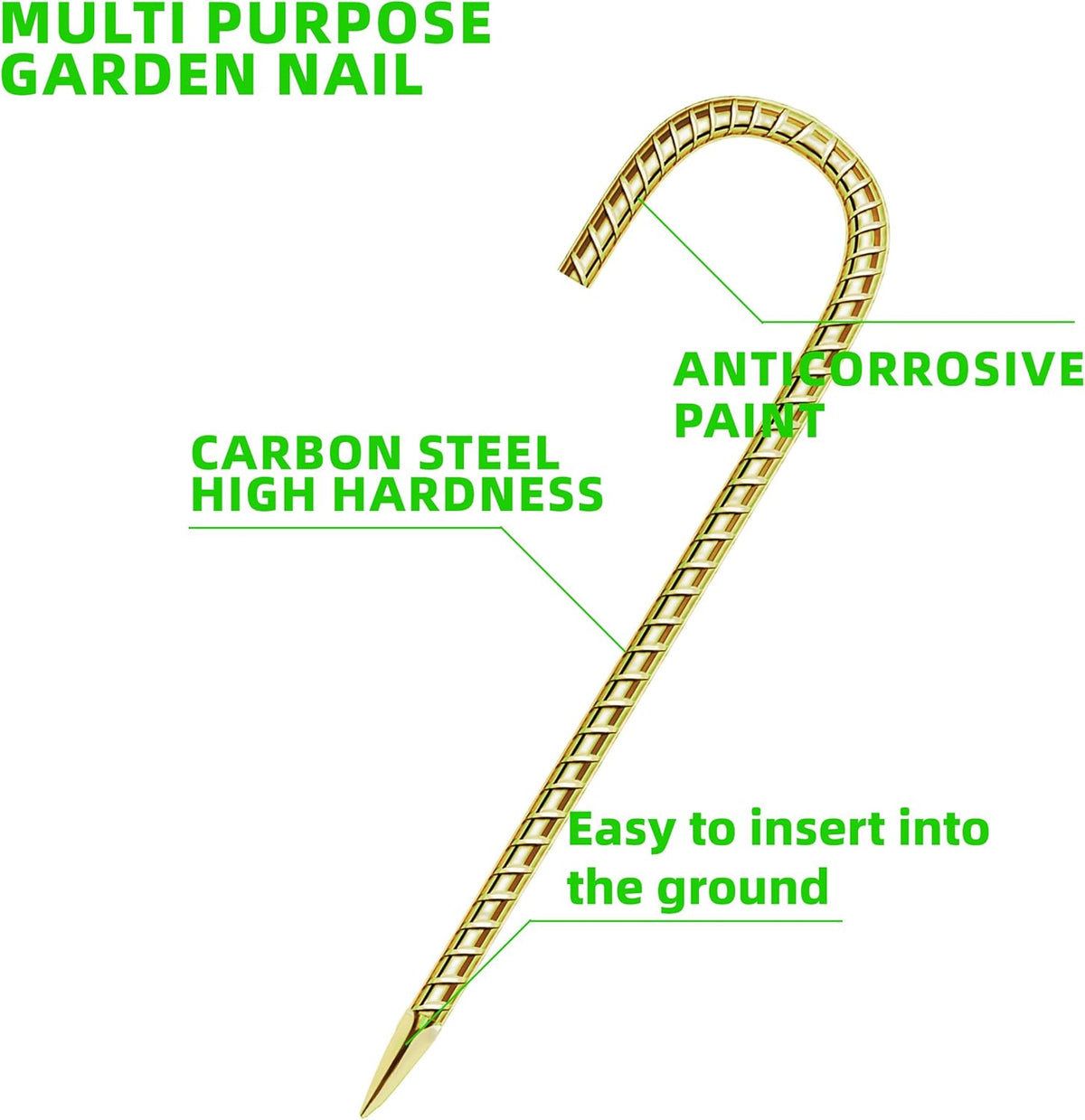 11 Pack Ground Garden Rebar Stakes Rebar 12 Inch Anti-Rust Galvanized Steel U Shape Hook Heavy Duty Ground Anchors for Tents, Position Kits,Fences, and Trampolines Landscape Fabric