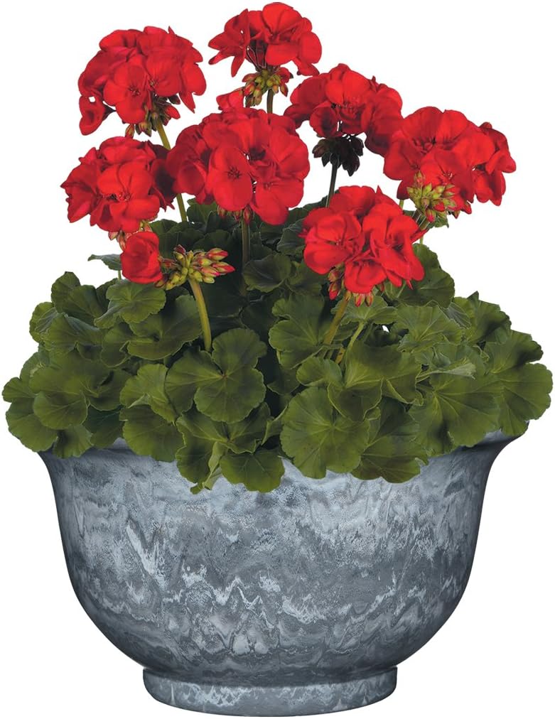 Classic Home and Garden Venetian Deep Bowl 12.5" Planter, Gray Granite