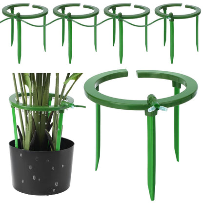 Tujoe 4 Set Water Ring 3 Leg Support Drip Emitter Drip Ring with 1/8 Inch Barbed Inlet Fitting Removable Stakes for Grow Media Irrigation System Rain Watering Tree Plants, Green (5 Inch)