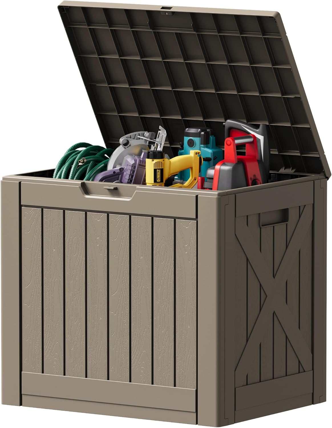 30 Gallon Resin Deck Box Waterproof Outdoor Storage Box for Patio Furniture Pool Accessories Indoor Storage for Cushion Garden Tools (30 Gallon, Black)