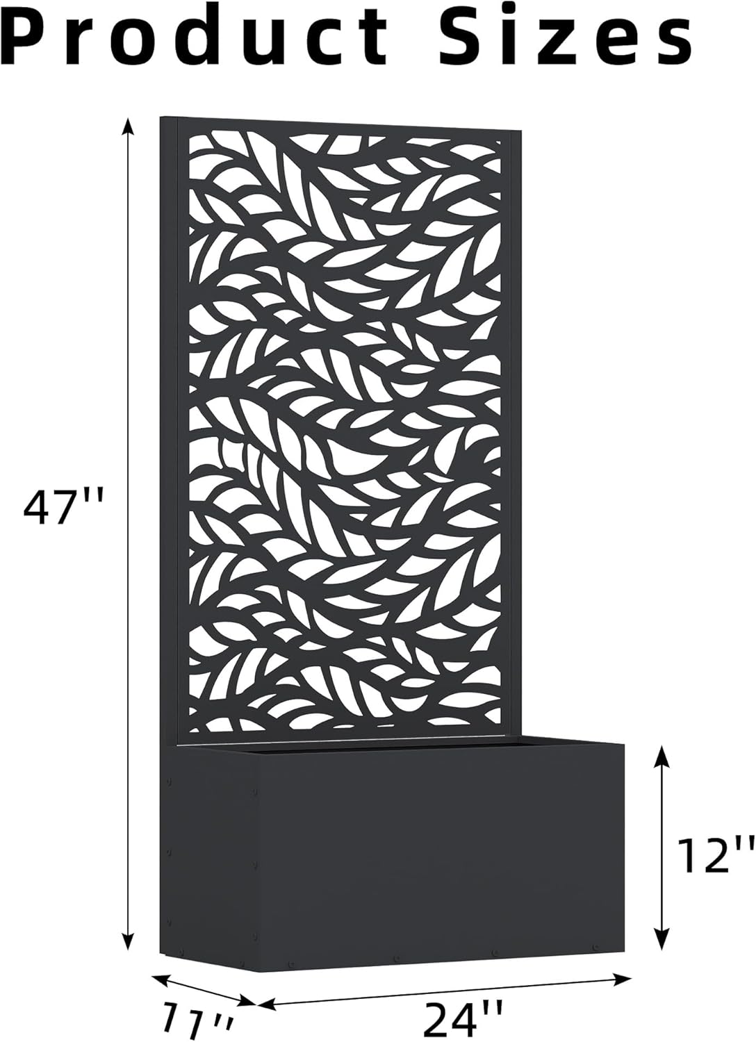 Casaphoria Metal Raised Garden Bed with Trellis and Wheels, 72"x47"x16" Planter Box for Climbing Plants, Vegetables & Vines, Features Drainage Holes and Privacy Screen (Black-Louver) - Colors D