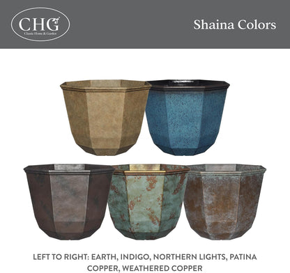 Classic Home and Garden by Growscape Shaina Planting Pots - Lightweight Indoor & Outdoor Plant Pots - UV-Resistant Resin Flower Pots - Pot Planters for Flowers & Herbs (15” Earth)