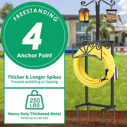 TomCare Garden Hose Holder Upgraded Heavy Duty Metal Water Hose Holder Holds 160 FT Hoses Sturdy Hose Reel Freestanding Outdoor Hoses Storage Hanger for Outside Yard Lawn