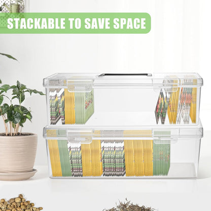 tutata Seed Packet Organizer Box Plastic Portable Seed Packet Storage Box, Seed Storage Organizer
