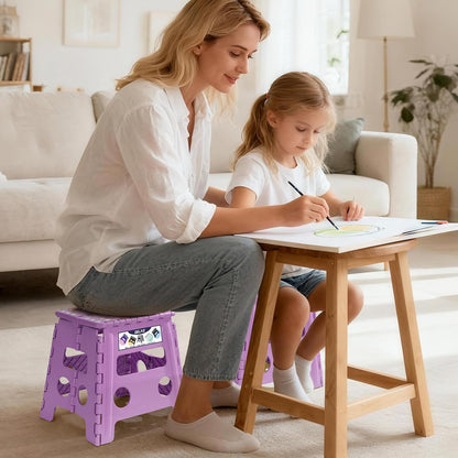 Folding Step Stool 13 Inch,300 Lbs Step Stool for Adults Black