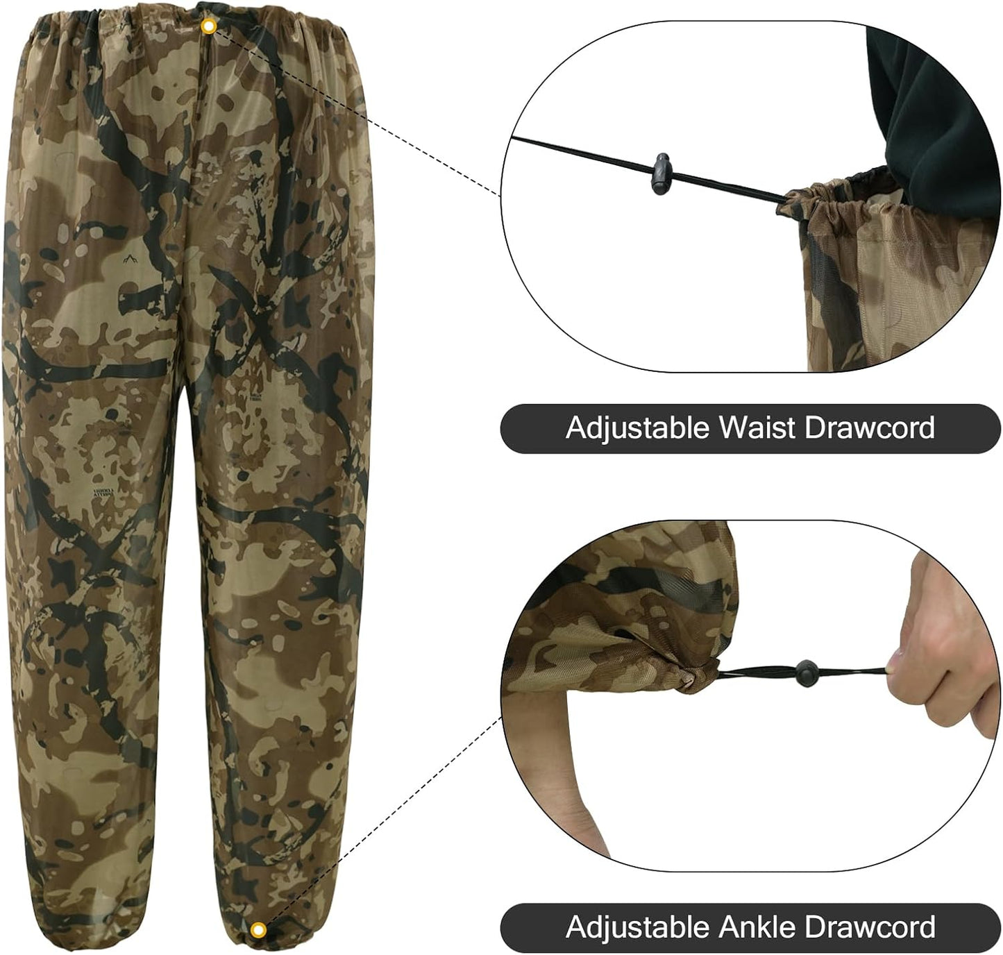 Mosquito Netting Suit Bug Net Mesh Clothing with Hood Outdoor Garden Hunting Camo Protection from Fly Insects Bugs