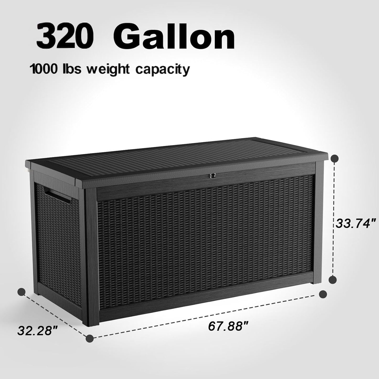 30 Gallon Outdoor Deck Box, Lockable Waterproof Outdoor Storage Boxes For Garden Tools,Indoor Cushions,Accessories Outside Storage Resin Weatherproof Container(Black)