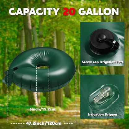 Foaincore 6 Pcs 10 Gallon Heavy Duty Tree Watering Ring PVC Drip Irrigation Deep Tree Root Watering Bag Round Trees Slow Release Water Pouch Planting Drip Irrigation Rings for Gardening Supply(Green)