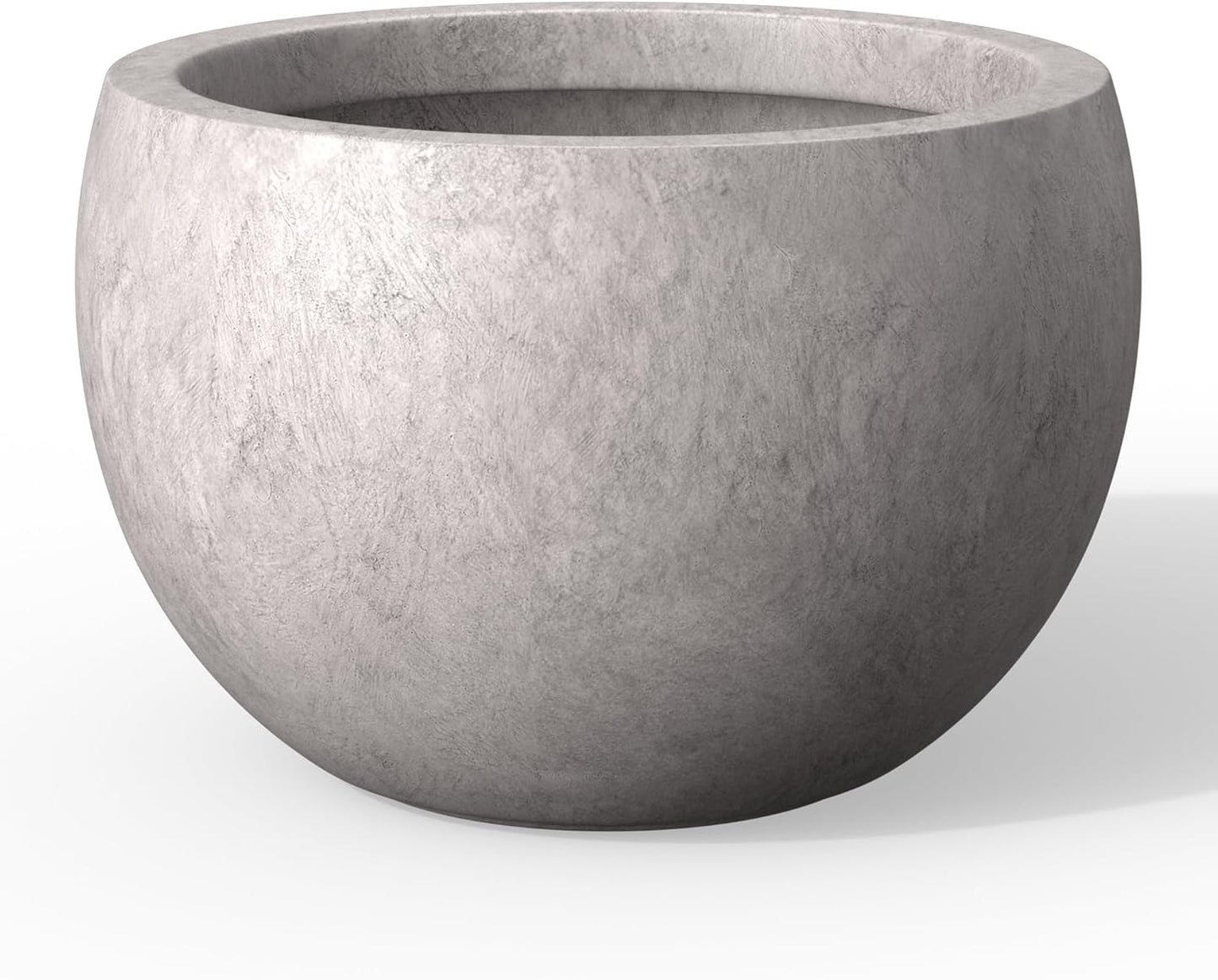 Large Round Bowl Vintage BRN Concrete Planter 19.9" Dia, Outdoor