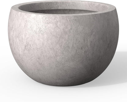 Large Round Bowl Vintage BRN Concrete Planter 19.9" Dia, Outdoor