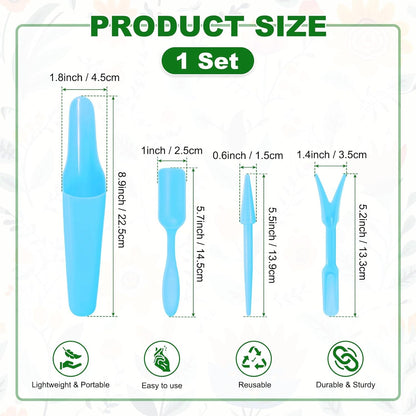 M METERXITY 1-Set Garden Shovel Hand Tools Transplanting Succulent Cultivation Digging Scoops Kits, Plastic Mini Garden Tool Set for Bonsai Potting/Flower Planting [Pink]