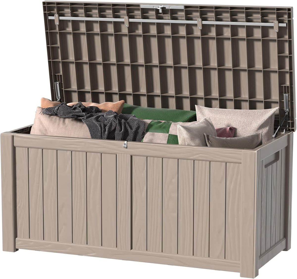 30 Gallon Outdoor Deck Box, Lockable Waterproof Outdoor Storage Boxes For Garden Tools,Indoor Cushions,Accessories Outside Storage Resin Weatherproof Container(Black)