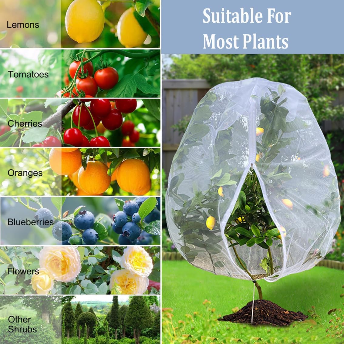 Fruit Tree Netting, Plant Protection Cover for Garden Trees and Shrubs (2pcs 3.9 * 5.2FT)