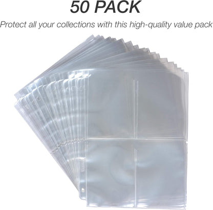 Samsill 50 Pack Heavy Weight 4 Pocket Garden Seeds Storage Clear Sheet Protectors, Seed Organizer, Each Pocket Measures 3.5" x 5.25", Fits in Standard 3 Ring Binder