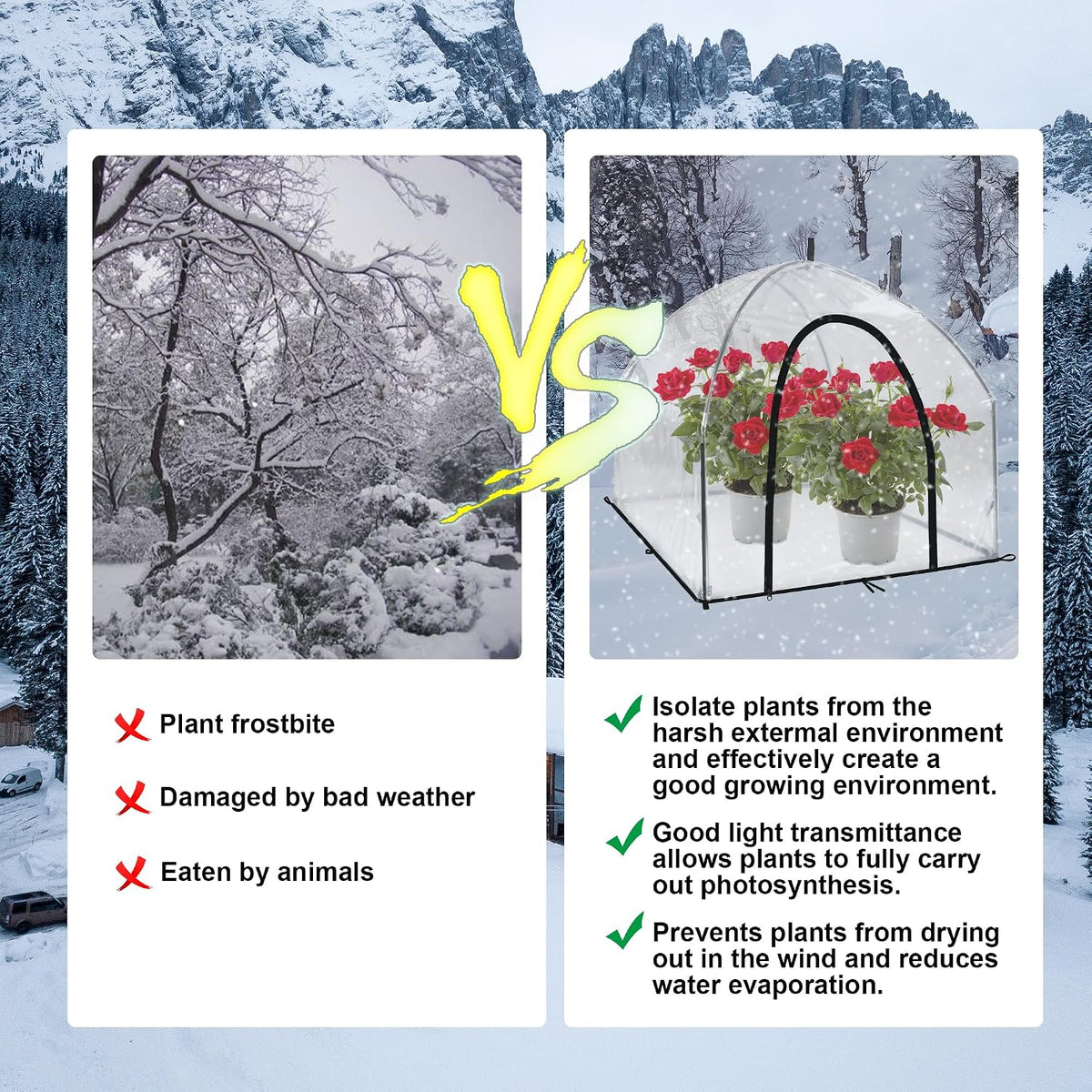 40″*40″*31″ Winter Plant Warm Covers - Raised Bed Cover, Garden Row Accelerator, Warm Tent Freeze Protection Humidity Domes for Germination, Seedling Propagation Protecting Plants from Animals 2 PCS